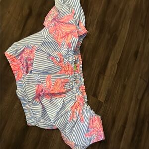 Striped Off-Shoulder Top with Pink Floral Design